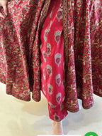 Royal Red Brocade Anarkali Kurta Set with Zari Dupatta