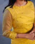 Sunshine Yellow Embroidered Organza Kurta Set with Dupatta