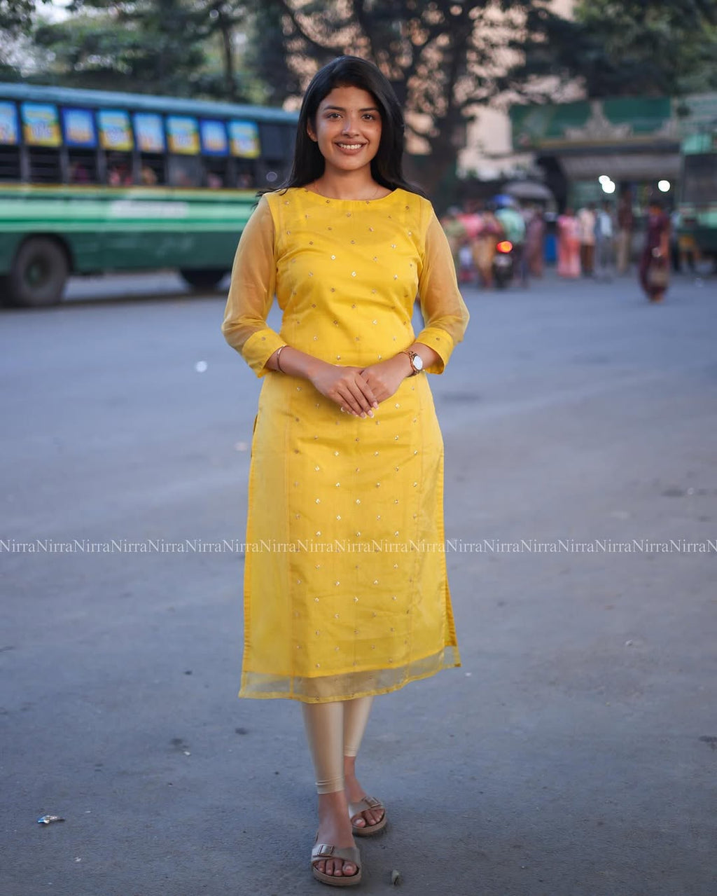 Sunshine Yellow Embroidered Organza Kurta Set with Dupatta