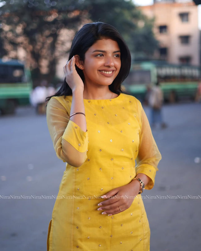 Sunshine Yellow Embroidered Organza Kurta Set with Dupatta Main Image