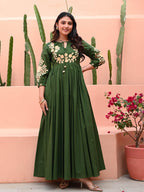 Graceful Forest Green Maxi Anarkali with Embroidery