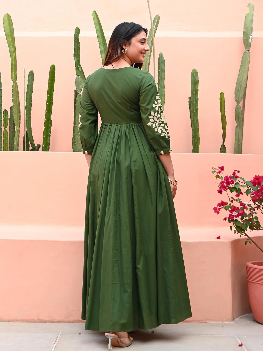 Graceful Forest Green Maxi Anarkali with Embroidery