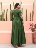 Graceful Forest Green Maxi Anarkali with Embroidery