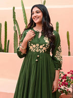 Graceful Forest Green Maxi Anarkali with Embroidery