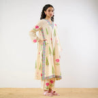 Cream Floral Printed Cotton Kurta Set for Women